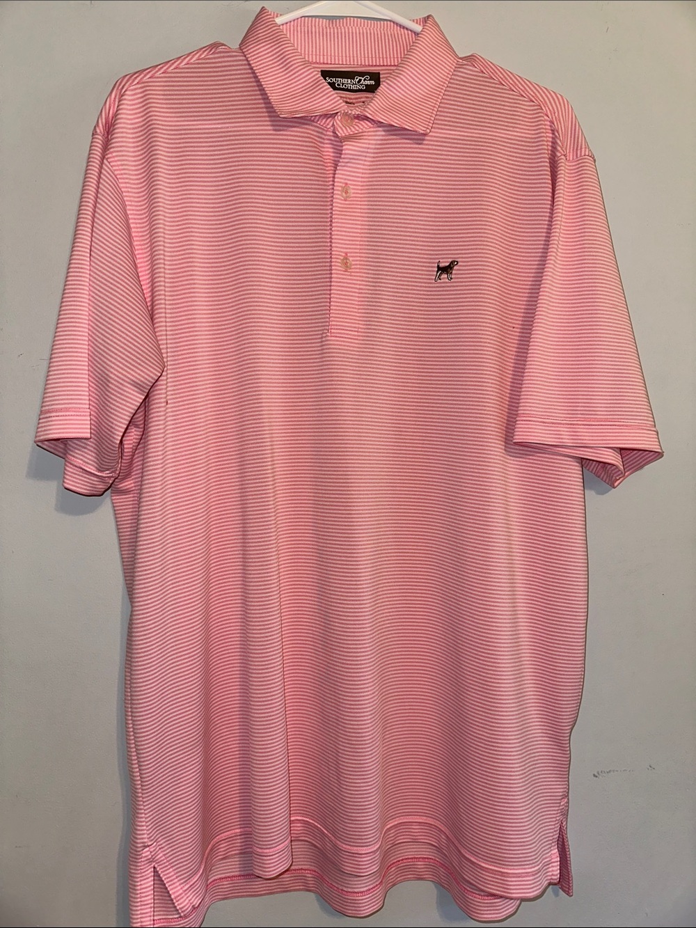 Southern Charm Pink Striped Polo with Embroidered Logo